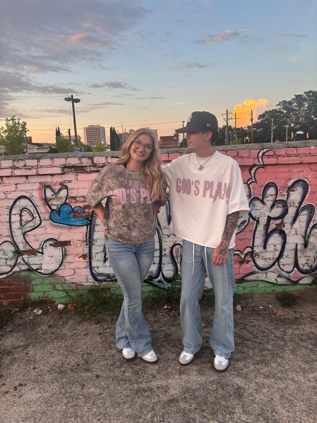 Gods plan camo and white T